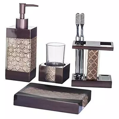 Dahlia 4-Piece Bathroom Accessories Set | Decorative Bath Accessory Kit With  • $73.34