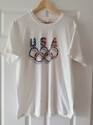 OFFICIAL USA 2002 Olympics Games T-Shirt White Size Large L G16 • £19