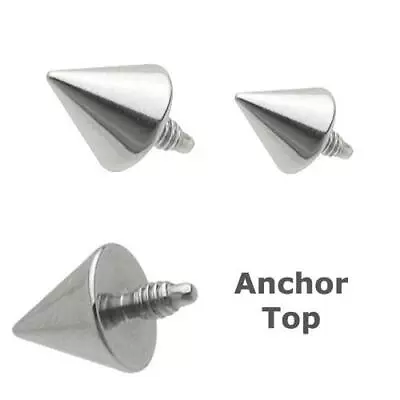 PAIR 3mm 4mm Steel Threaded Spike Cone Micro Dermal Anchor Top Head Interchange • $8.99