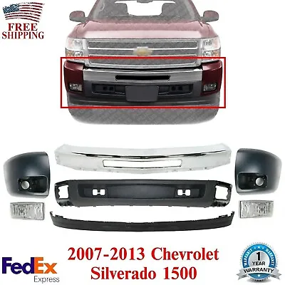 Front Bumper Kit +Valance +Fog Lights + End Cap For 2007-13 Chevy Silverado 1500 • $341.15