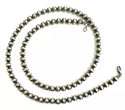 Native American Sterling Silver Navajo Pearl Old Look 6mm 20inch Necklace • £139.94