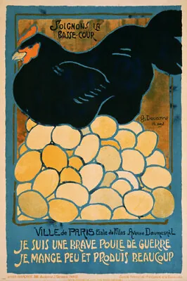 VINTAGE WAR POSTER Chickens Of Paris 20x30 PAINTING French Propaganda • $9.99