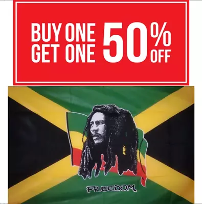 60 Years Jamaican Independence Jamaica Bob Marley Freedom Rasta Reggae Flag • £5.95