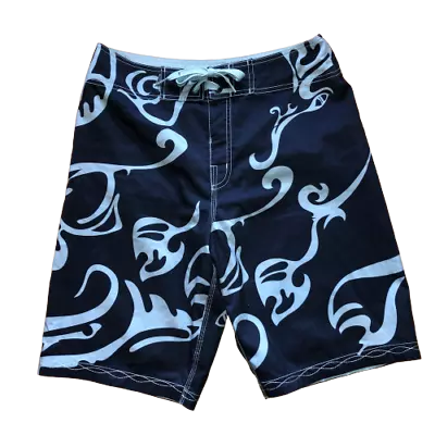 Speedo Men Size 30 Dark Blue Tribal Drawstring Board Shorts Swimwear Swim Trunks • $10.96