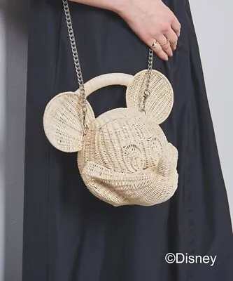 Disney Mickey Mouse Face Shaped Straw Shoulder Bag Basket Japan Limited Design • $549.99