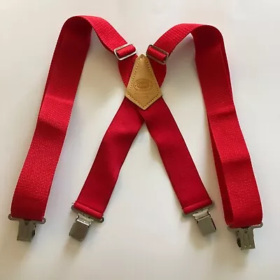 Nicholas Men's Heavy Duty X-Back Suspenders 2-Inch Wide Red No. 110 Made In USA • $13.99