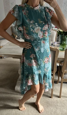 £19.99 • Buy In The Style Green Floral High AND Low DRESS Uk 18 New With Tags