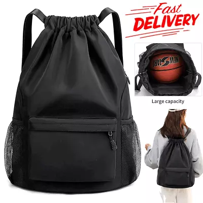 Waterproof Drawstring Gym Bag Men Hiking Travel Bags Sackpack Shoulder Backpack • £9.90