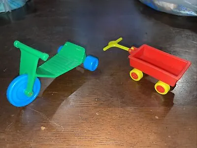 Vintage Tricycle And Red Wagon Toy Accessories • $8.88