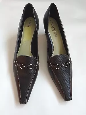 NEW Black Leather Y2K Exaggerated Pointy Toe Heeled Loafer Horse Bit Sz 41 • £18.50