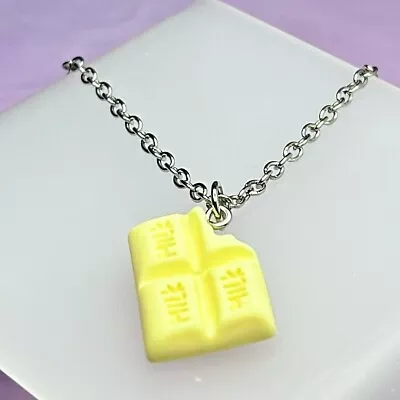 White Chocolate Bar Pendant Necklace - New With Tags - Handmade Cute Fun Unusual • £2.99