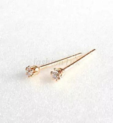 Trainer 2 Pairs EARRINGS 18K Gold Plated Cubic Zirconia Adults Kids TINY 2mm UK • £10.54