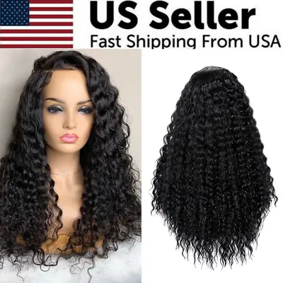 Human Hair Lace Front Wig Womens Brazilian Human Long Curly Wavy Hair Wigs • $9.78
