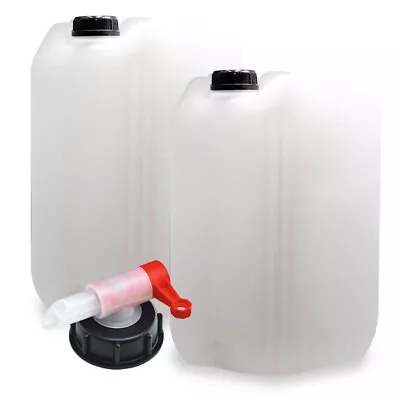 2 X New 25l Litre Plastic Water Container & 1 X 25l Tap  Drum Jerry Can V18 • £25.99