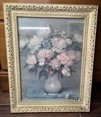Vintage Print Of Peonies And Roses By Marcel Dyf With Frame ~ 16”h X 12”w-print • $175