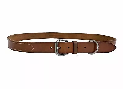 Ralph Lauren Men’s Italian Leather D-Ring Solid Brass Brown Leather Belt Size 42 • $35