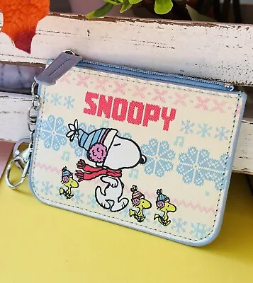 Fall Snoopy Woodstock Gift Keychain Cards Keyring Card Holder ID Zipper Wallet • $12.99