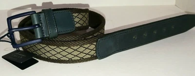£59.99 • Buy ANDERSONS BROWN DIAMOND ITALIAN LEATHER MENS BELT NAVY BUCKLE 85cm 32  BNWT