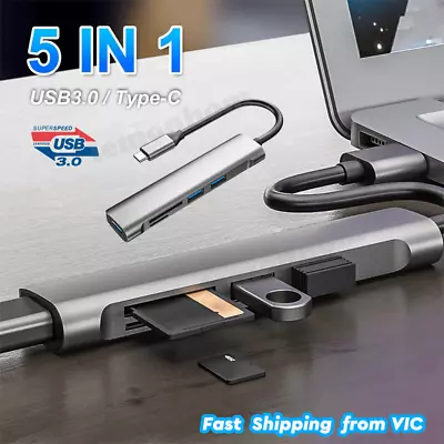 5-in-1 Type C USB 3.0 Hub Micro-SD/TF Card Reader Adapter Portable Splitter New • $11.99