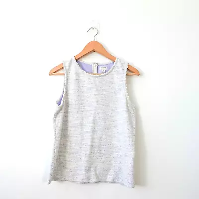 Tank Top Womens Medium Blue Textured Scallop Light Zip Back Basic Casual J CREW • $22.88