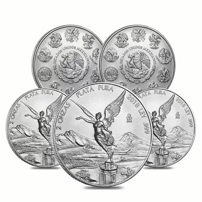 Lot Of 5 - 2018 2 Oz Mexican Silver Libertad Coin .999 Fine BU • $647.44