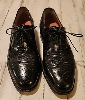 Moreschi Shoes Mens Size 7 Italian Oxford Peccary Calf Black Leather Cap Toe  • $69.96