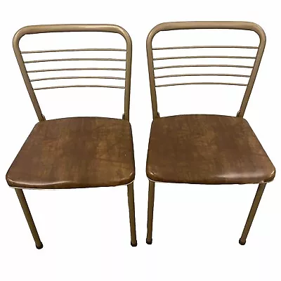 2 VTG Mid Century Gatefold Retro Gold Folding Chair Cosco MCM Atomic Design • $64.99