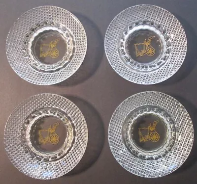 Four (4) Vintage DUNCAN & MILLER HOBNAIL GLASS ASHTRAYS W/ Spinning Wheel Motif • $46