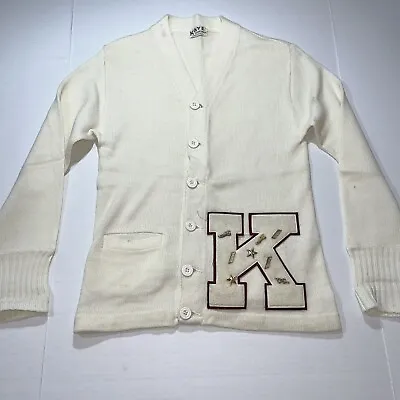 Vintage 50s 60s Kaye Sportswair Cardigan Letterman Sweater Kingston Track Small • $45
