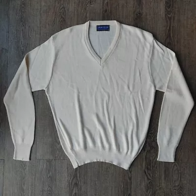 Vtg Jantzen Men's V-Neck Sweater Size XL Pullover Acrylic Beige Stretchy Preppy • $18