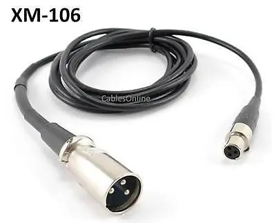 CablesOnline 6ft Mini XLR Female To XLR Male Plug Pro Lapel Microphone Cable • $19.99