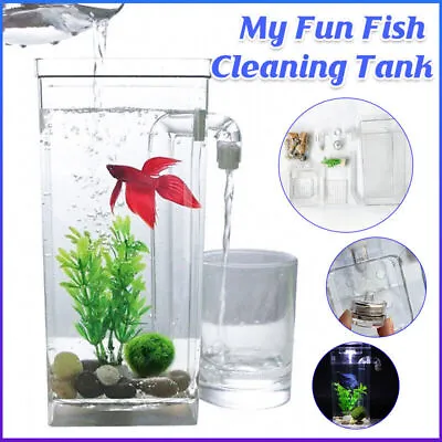 Small Fish Tank Self Cleaning Aquarium Complete Kit With Light Gravity Clean AU • $25.52