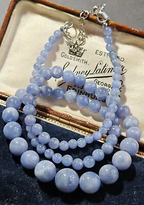 139cts Tanzanite Blue Moon Gemporia 925 Sterling Lavender Gemstone Bead Necklace • £42