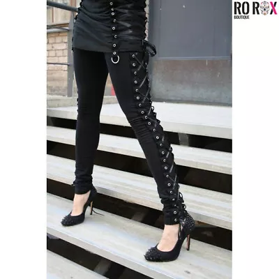 Vixxsin Leggings Lace Up Punk Corset Sexy Long Skinny Stretch Full Length Gothic • £32