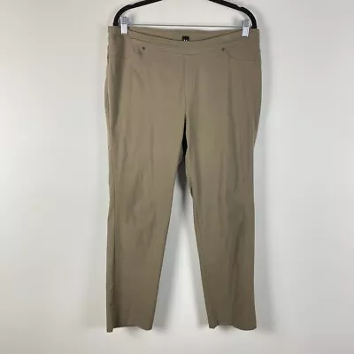 Marla Wynne Pull On Pants Womens 16P Slim Leg Taupe Elastic Waist • $15.95