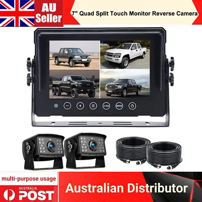 7  AHD Quad Split Touch Screen Monitor IP69K+ Reversing Camera For Trailer Truck • $166.88