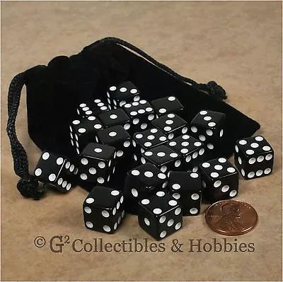 NEW Set Of 20 Black 12mm Dice & Bag Six Sided D&D RPG Game MTG WARHAMMER D6  • $8.99