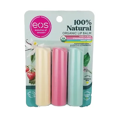 (3-PACK) EOS 100% Natural Organic Lip Balm Sticks Variety Flavors Of Lip Care • $9