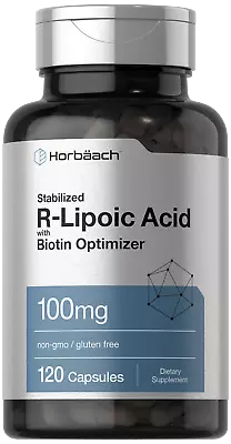 R Lipoic Acid 100mg | 120 Capsules | Plus Biotin Optimizer | By Horbaach • $18.09