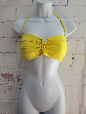 La Blanca Swimsuit Bikini Top Size 12 Yellow Removable Halter Strap Padded • $18.98