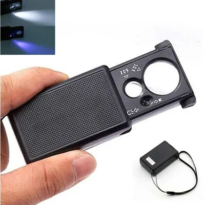 £3.92 • Buy 30X 60X Foldable Magnifier Reading Magnifying Glass Jewelry Loupe With LED Light