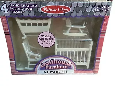 Melissa And Doug Dollhouse White Wood Nursery Furniture Baby Room Set New • $39.99