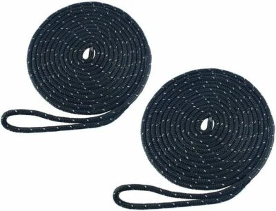 $18.89 • Buy 2 Pack 1/2 Inch 25FT Double Braid Nylon Boat Dock Line Marine Mooring Rope Black