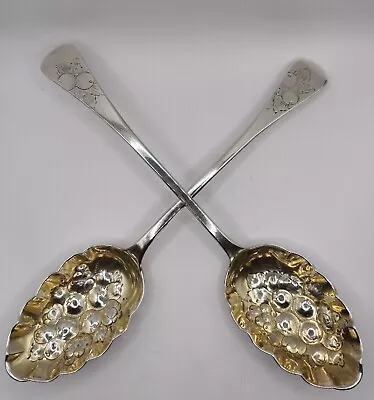 £170 • Buy Pair Of Victorian Silver Berry Spoons Hallmarked Exeter 1846 