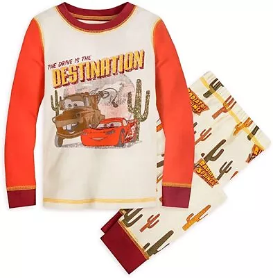 Disney Store Car Lightning McQueen 2PC Long Sleeve Tight Fit Pajama Set Boy 5 6 • $39.99