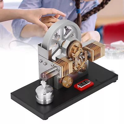 Stirling Engine Model W/LED Light Voltmeter Horizontally Opposed Rhombus HG • $131.90