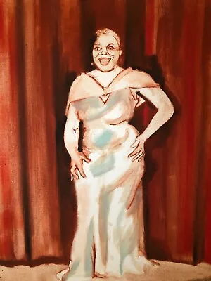$29.99 • Buy Vintage Hand Painted Portrait Lady Performer  1960’s  Era Canvas Board 16” X 20”