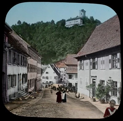 £20 • Buy Magic Lantern Slide HORNBERG STREET IN THE VILLAGE C1887 PHOTO GERMANY