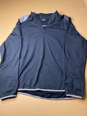 Oakley Golf Jacket Mens Black Regular Fit Long Sleeve Quarter Zip Pullover Sz M • $10.49