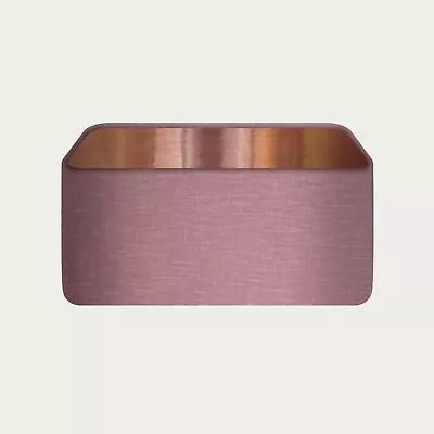 Lampshade Mauve Textured 100% Linen Brushed Copper Rounded Rectangle • £33.50